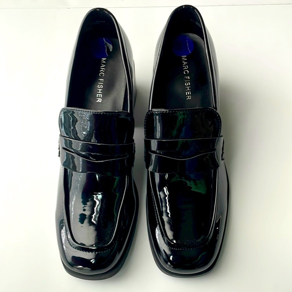 MARC FISHER | Patent Leather | Block Heel | Loafer | Size 8.5
